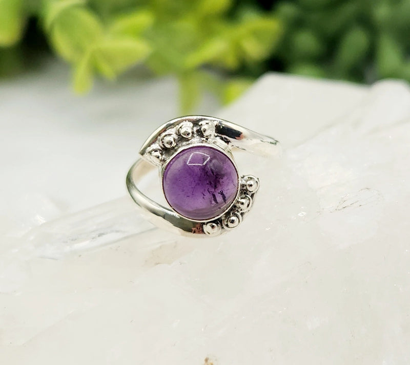 Evil Eye Protection Sterling Silver Ring with Amethyst Center Stone FB2231  ✨