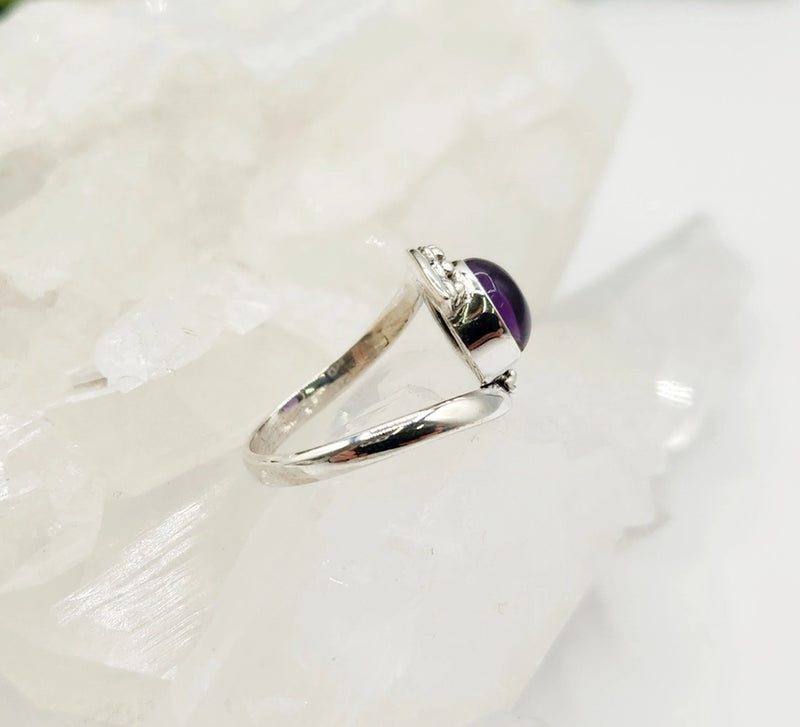 Evil Eye Protection Sterling Silver Ring with Amethyst Center Stone FB2231  ✨