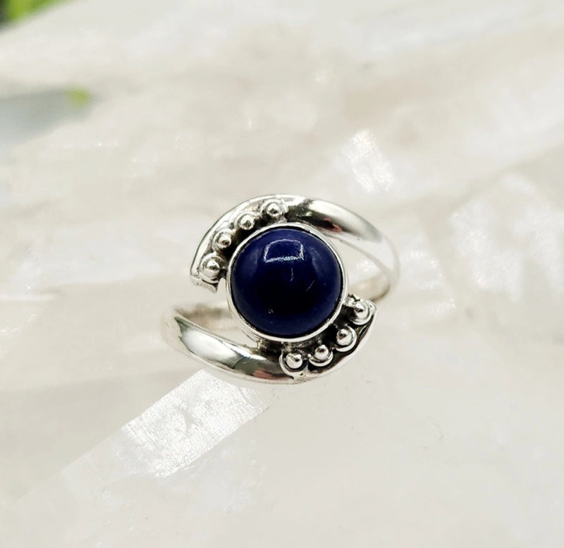 Evil Eye Protection Sterling Silver Ring with Lapis Lazuli Center Stone FB3409  ✨