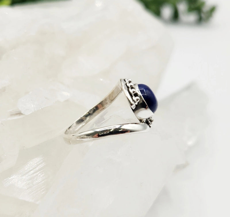 Evil Eye Protection Sterling Silver Ring with Lapis Lazuli Center Stone FB3409  ✨