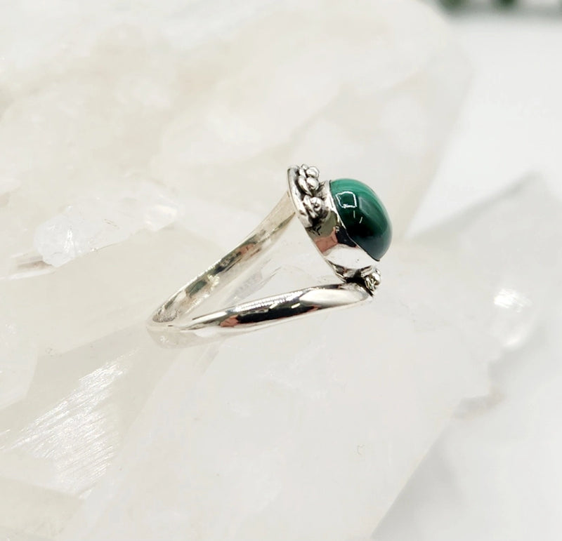 Evil Eye Protection Sterling Silver Ring with Malachite Center Stone FB1350 ✨