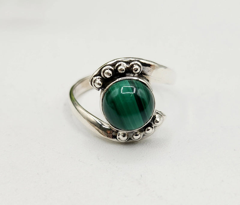 Evil Eye Protection Sterling Silver Ring with Malachite Center Stone FB1350 ✨