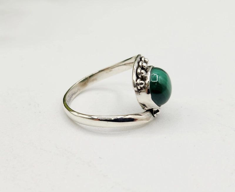 Evil Eye Protection Sterling Silver Ring with Malachite Center Stone FB1350 ✨