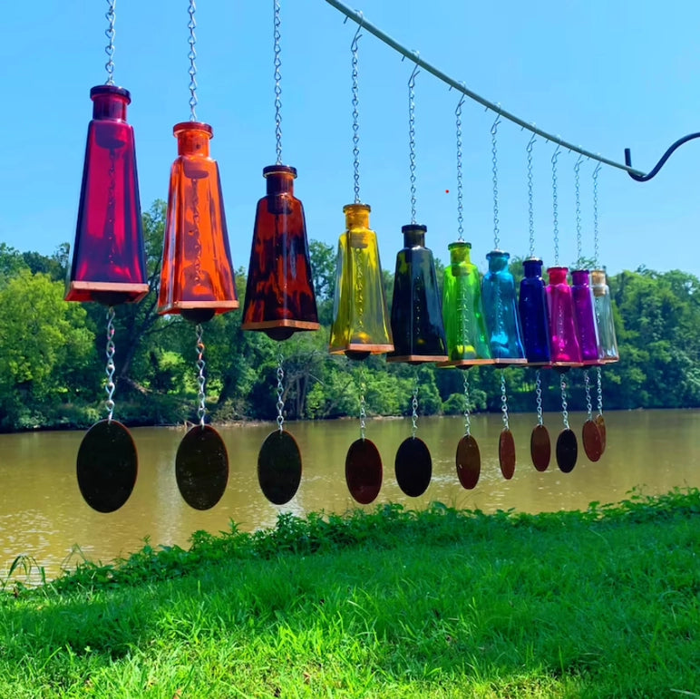 Glass Wind Chimes Made from Pyramid Shaped Bottles FB1594