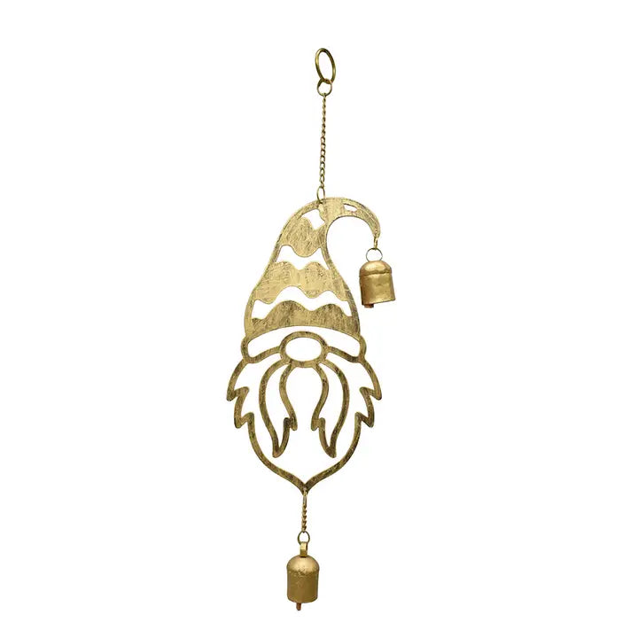 Golden Garden Santa Hat Gnome Wind Chimes FB2203  🍃