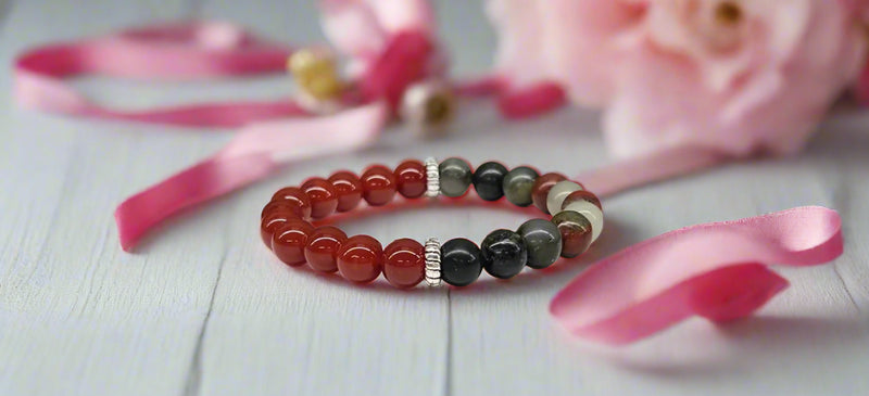 Carnelian & Bloodstone Power / Prayer Bracelet, for Health / Wellness - Intention Collection FB3396