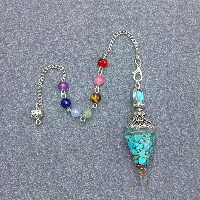 Chakra Bead chain and Organite Hexagonal Pendulum FB2281 🎀