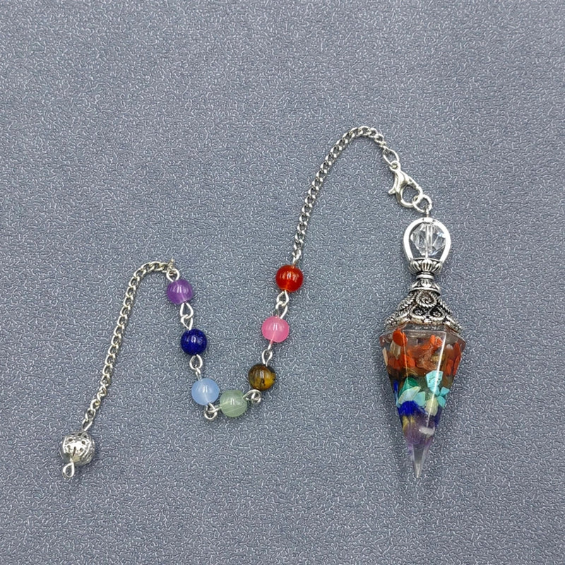 Chakra Bead chain and Organite Hexagonal Pendulum FB2281 🎀