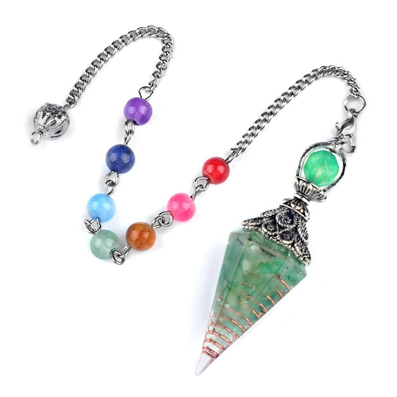 Chakra Bead chain and Organite Hexagonal Pendulum FB2281 🎀