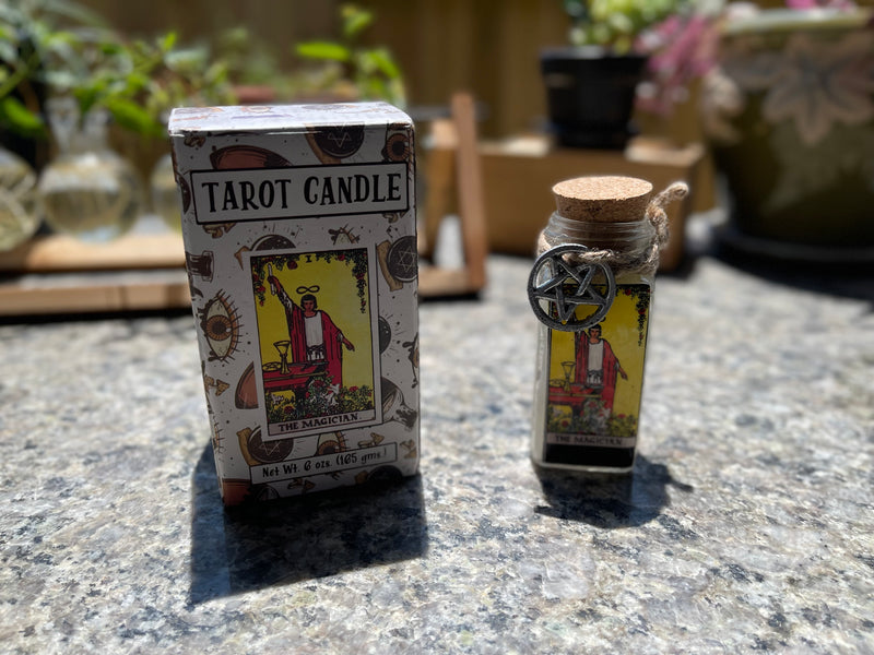 Tarot Candles with essential oils and crystals in a Corked Glass Jar FB3438