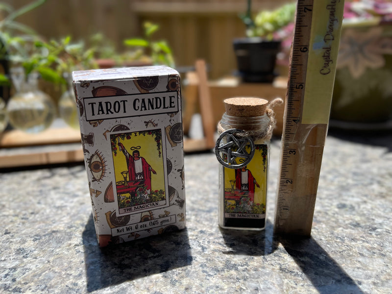 Tarot Candles with essential oils and crystals in a Corked Glass Jar FB3438