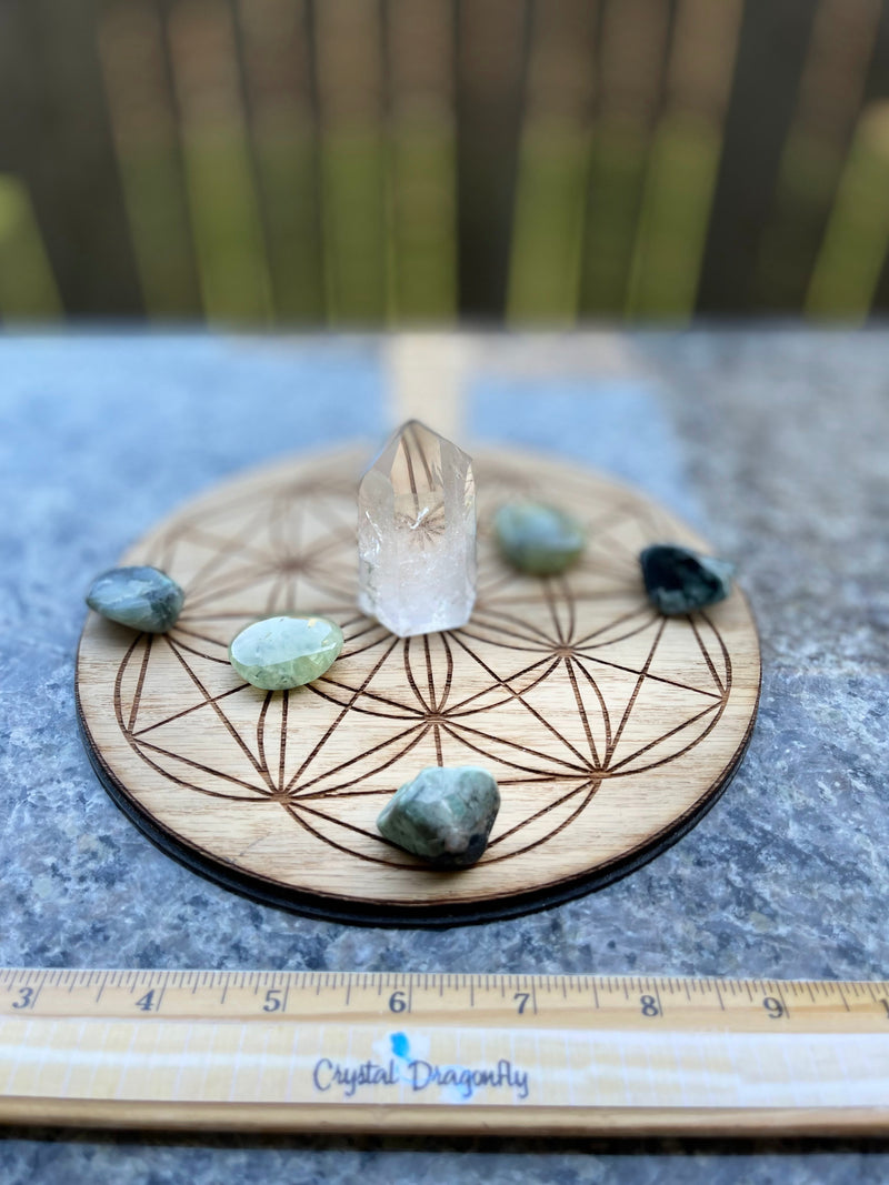 Wood Round Crystal Grid Bases, Assorted Patterns FB1246