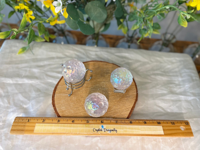 Angel Aura Quartz Textured Moon Surface Iridescent Sphere FB2778