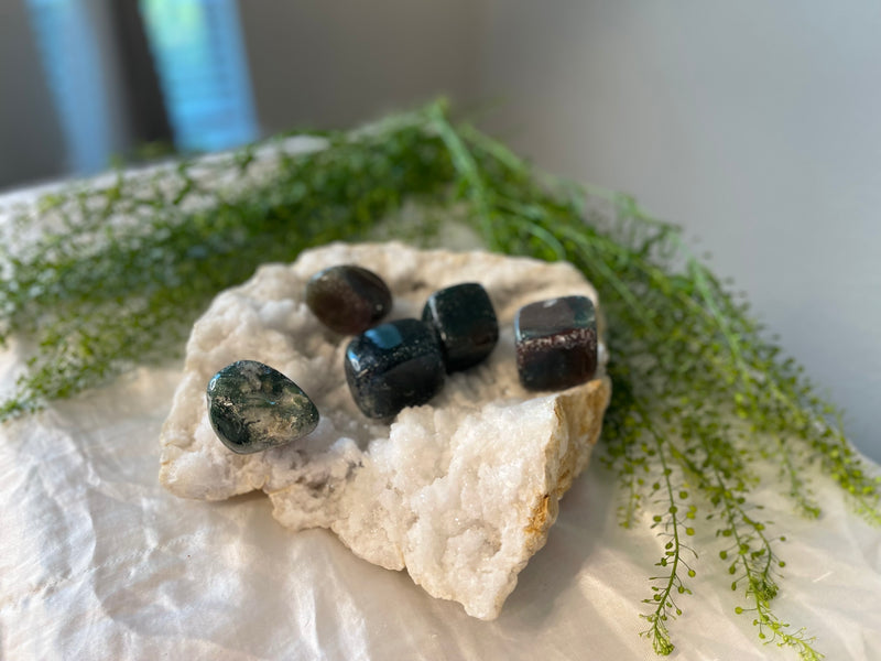 Moss Agate Cube, Sacred Geometry FB3099