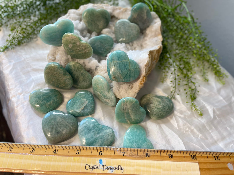 Amazonite Hearts from Madagascar for money, luck, love, and calm FB1032