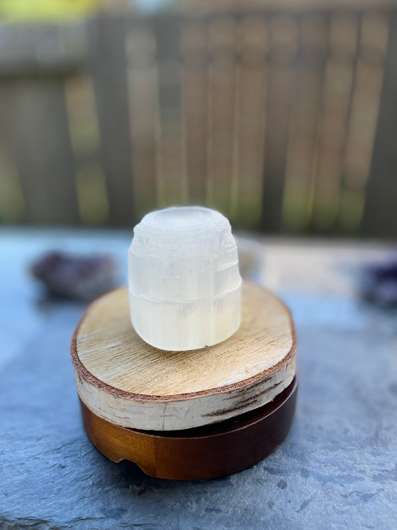 Selenite Towers / Candle Holder for clearing and positive energy FB3191