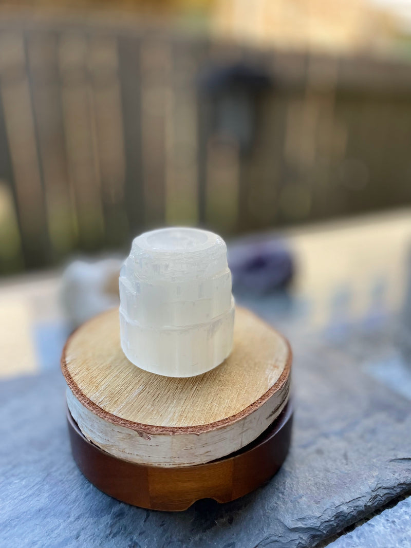 Selenite Towers / Candle Holder for clearing and positive energy FB3191