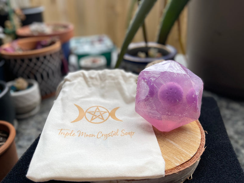 Triple Moon with Moonstone Soap, or, Chakra Soap with Chakra Stones FB2689 🛍️