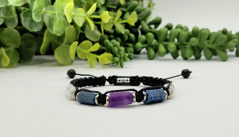 Mental Clarity - Unisex / Men's Adjustable Barrel Semi-Precious Stone Intention Bracelet FB3541 🩷