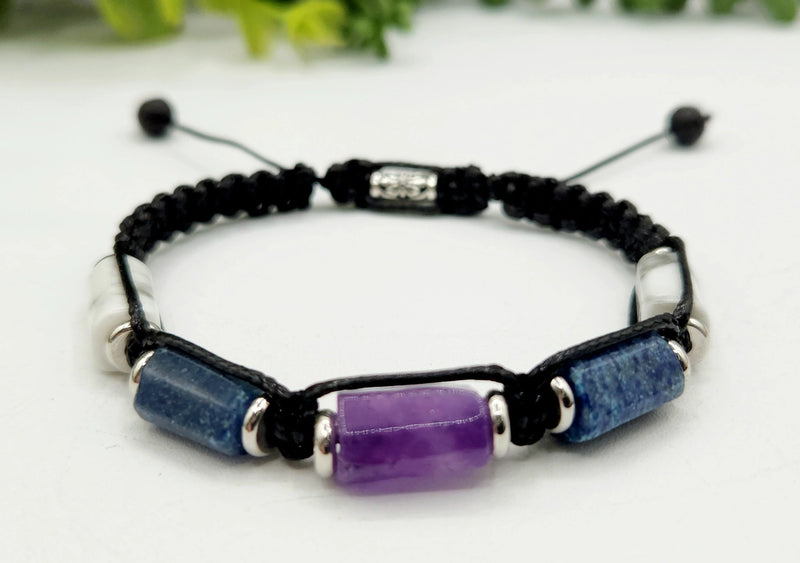 Mental Clarity - Unisex / Men's Adjustable Barrel Semi-Precious Stone Intention Bracelet FB3541 🩷