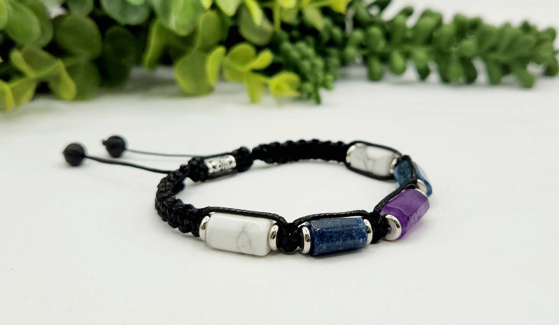 Mental Clarity - Unisex / Men's Adjustable Barrel Semi-Precious Stone Intention Bracelet FB3541 🩷