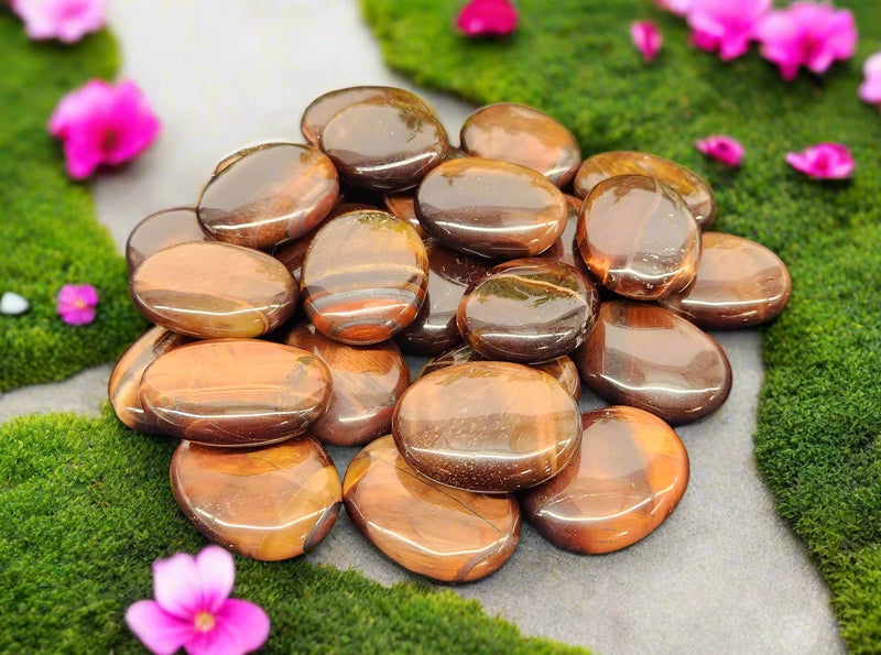 Red Tiger Eye Palm Stones - Pillow Shape from South Africa FB1432 🍐