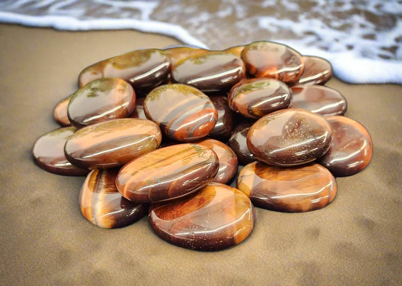 Red Tiger Eye Palm Stones - Pillow Shape from South Africa FB1432 🍐