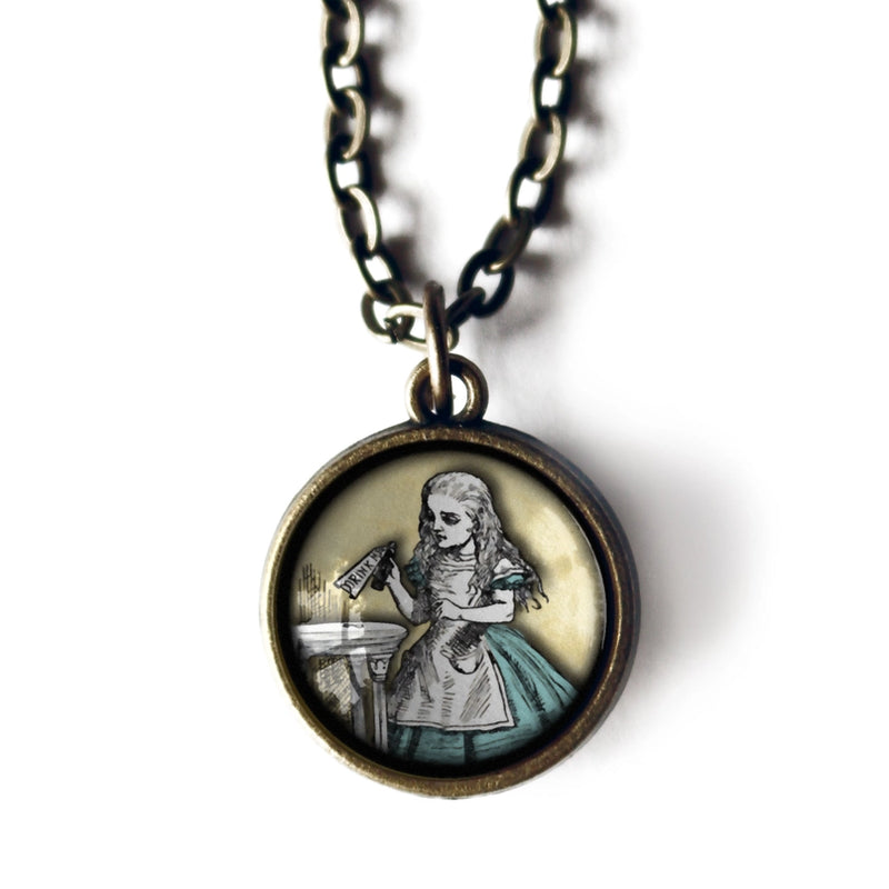 Alice "Drink Me" Glass Cabochon Double Sided Necklace FB2602 🦚