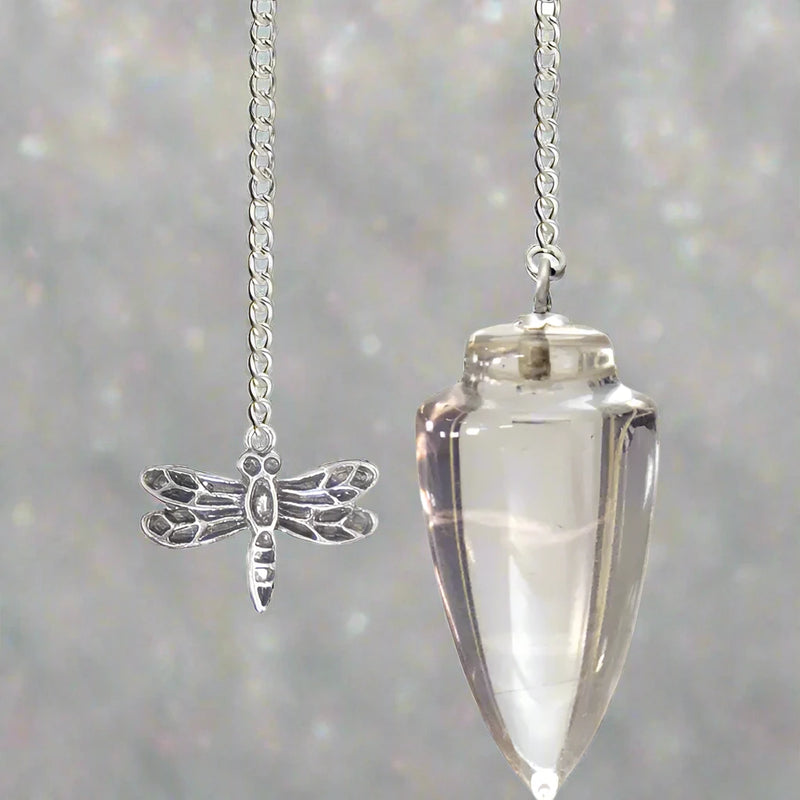 Clear Quartz Pendulum with Dragonfly Charm FB2471 🍐