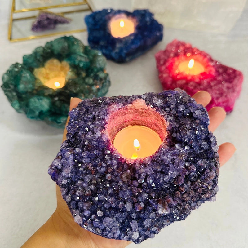 Quartz Freeform Natural Tealight Candle Holders from Brazil FB3309 🍃