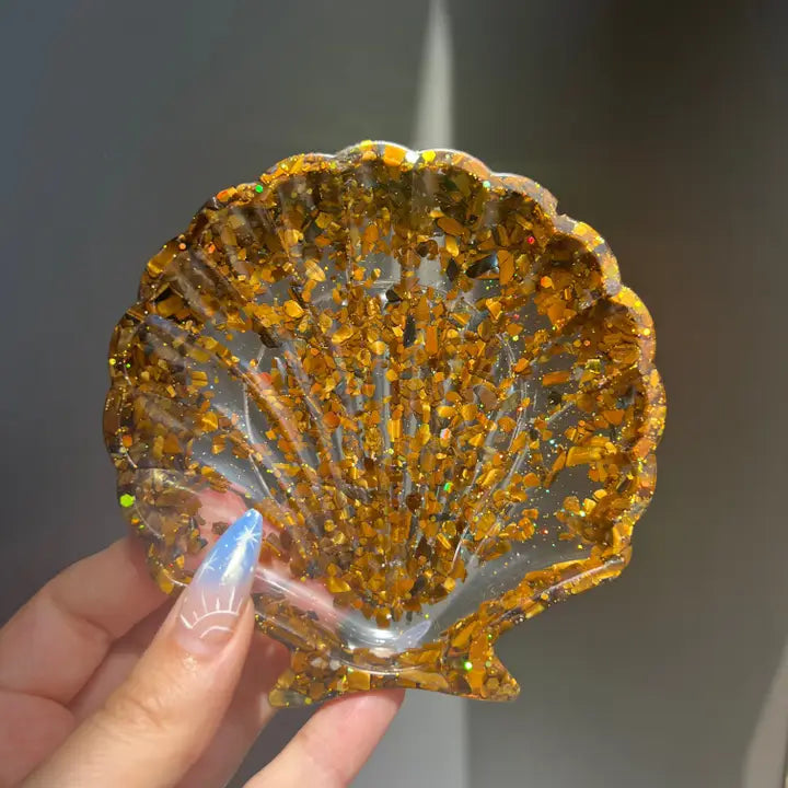 Seashell Gemstone Chip & Resin Bowl, personal altar or sacred space FB2984