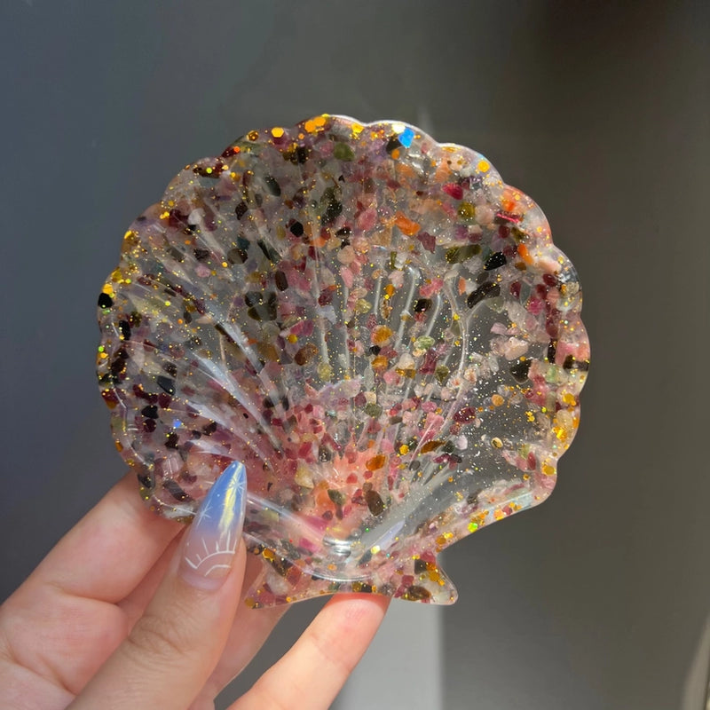 Seashell Gemstone Chip & Resin Bowl, personal altar or sacred space FB2984