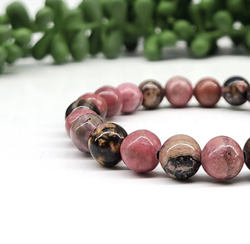 Rhodonite Power / Prayer Bracelet, compassion emotional balance 8mm FB1913 🩷