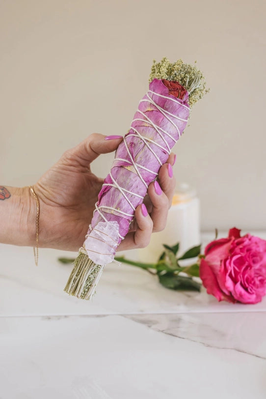 Sage Bundle with Rose Petals and Rose Quartz FB1105 🌸