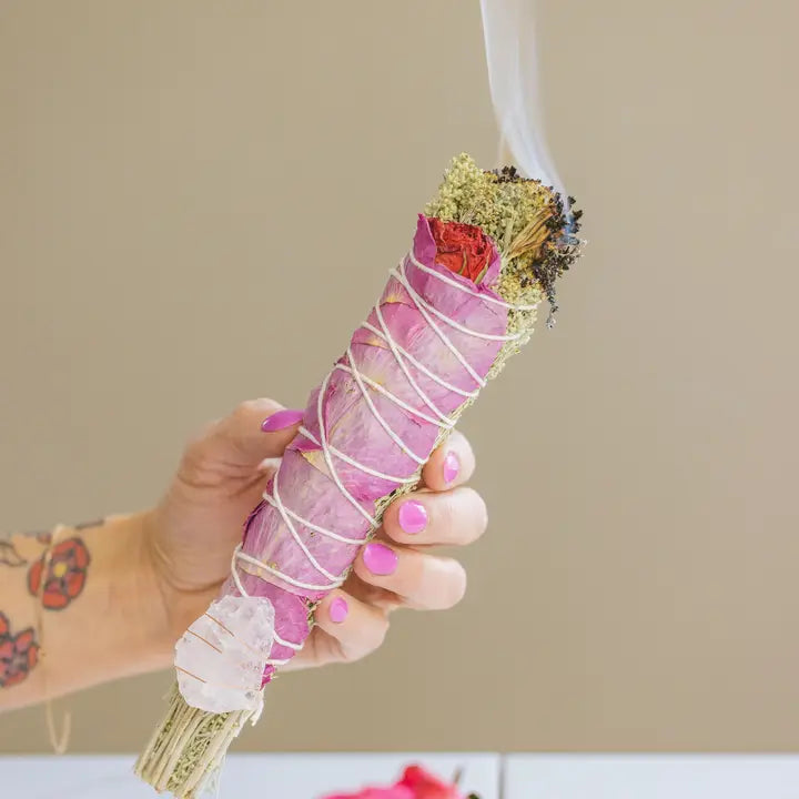 Sage Bundle with Rose Petals and Rose Quartz FB1105 🌸