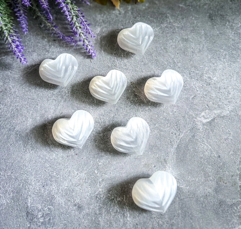 Selenite Heart, Shell Pattern from Morocco FB2116 🐚