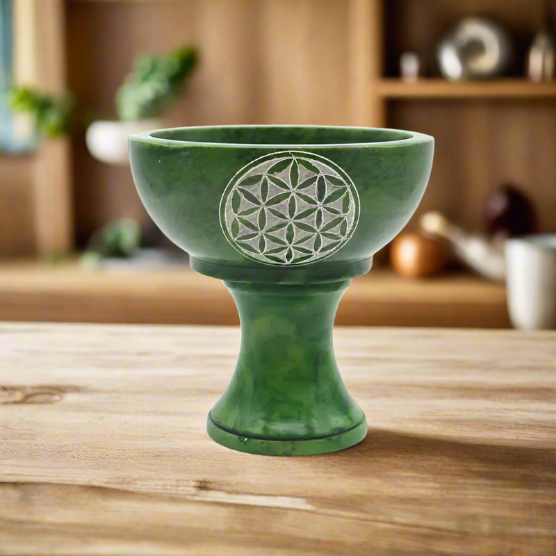 Soapstone Smudge Bowl with Stand - Flower of Life FB2611 🌿