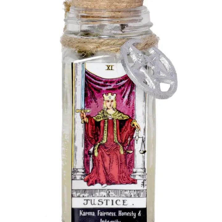 Tarot Candles with essential oils and crystals in a Corked Glass Jar FB3438