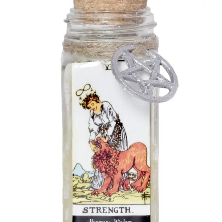 Tarot Candles with essential oils and crystals in a Corked Glass Jar FB3438