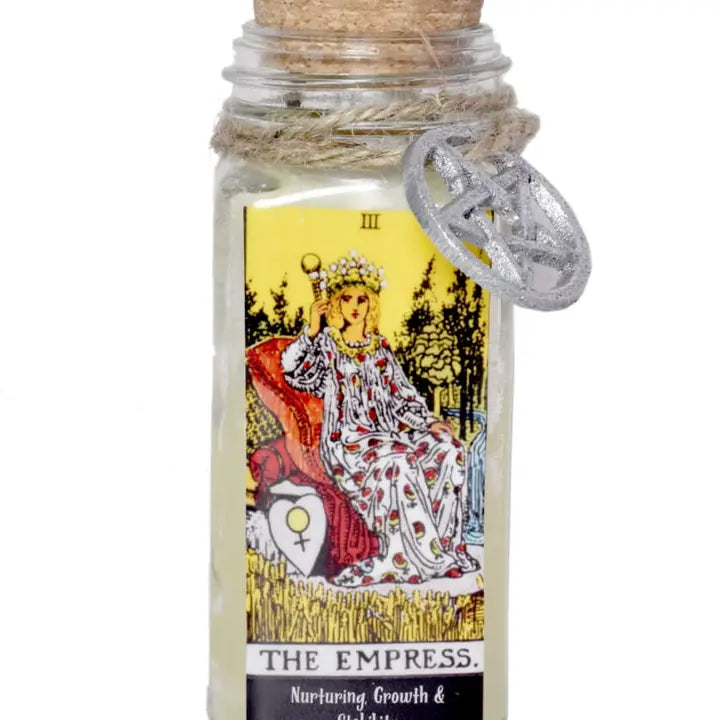 Tarot Candles with essential oils and crystals in a Corked Glass Jar FB3438