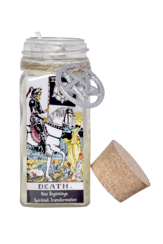 Tarot Candles with essential oils and crystals in a Corked Glass Jar FB3438