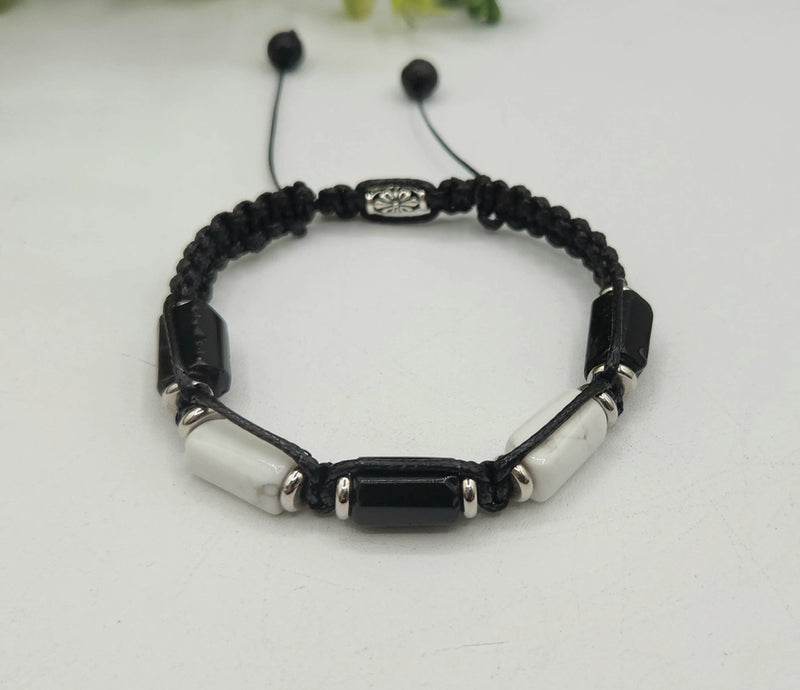 Calm / Protection - Unisex / Men's Adjustable Barrel Semi-Precious Stone Intention Bracelet FB3542 🩷