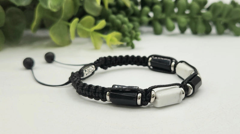 Calm / Protection - Unisex / Men's Adjustable Barrel Semi-Precious Stone Intention Bracelet FB3542 🩷