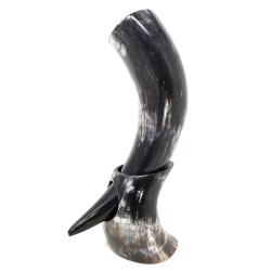 Medieval Viking Drinking Horn with Stand & Leather belt Holder FB3471