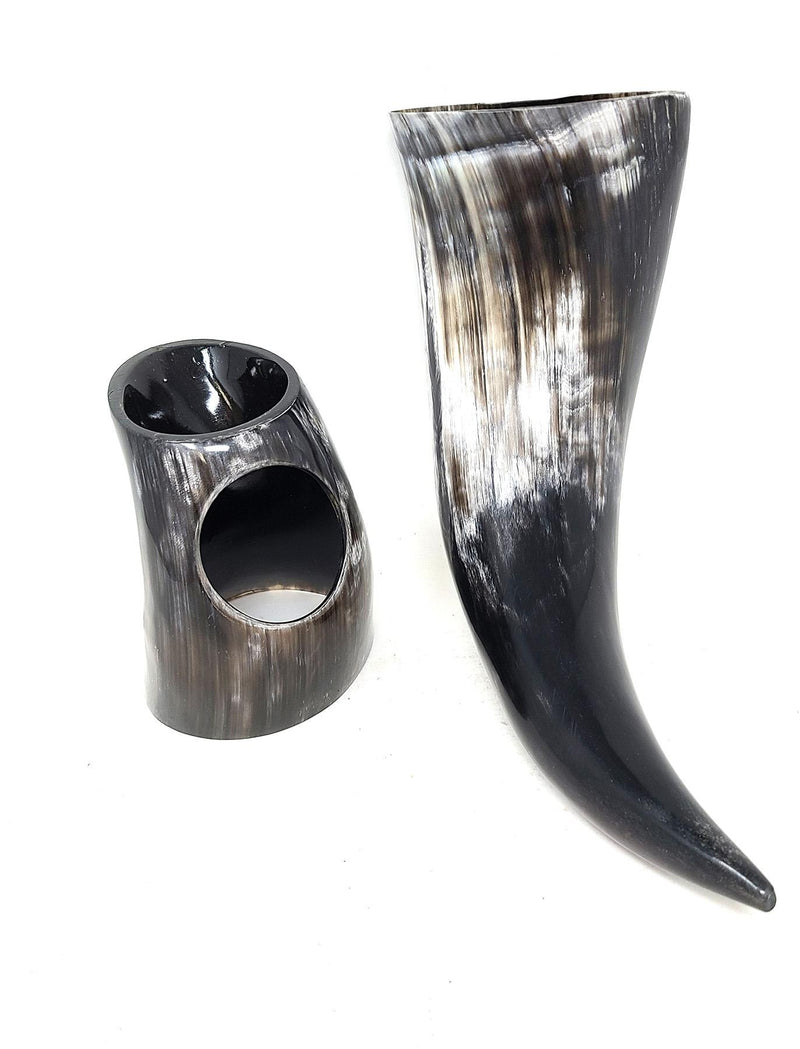 Medieval Viking Drinking Horn with Stand & Leather belt Holder FB3471