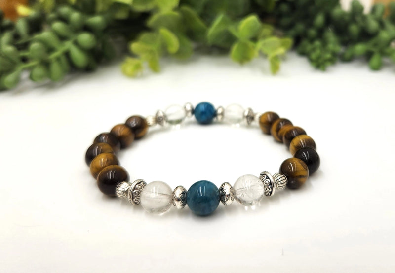 WEIGHT LOSS SUPPORT - Apatite, Clear Quartz, Tiger Eye Power Bracelet, 8mm FB2432 🌸