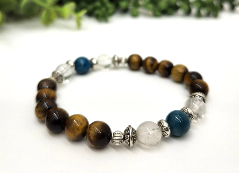 WEIGHT LOSS SUPPORT - Apatite, Clear Quartz, Tiger Eye Power Bracelet, 8mm FB2432 🌸