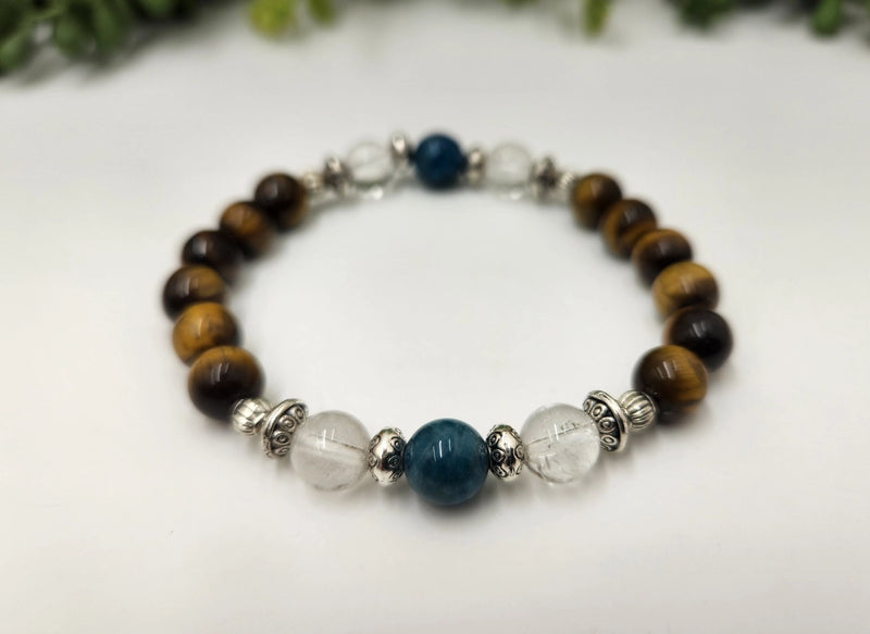 WEIGHT LOSS SUPPORT - Apatite, Clear Quartz, Tiger Eye Power Bracelet, 8mm FB2432 🌸