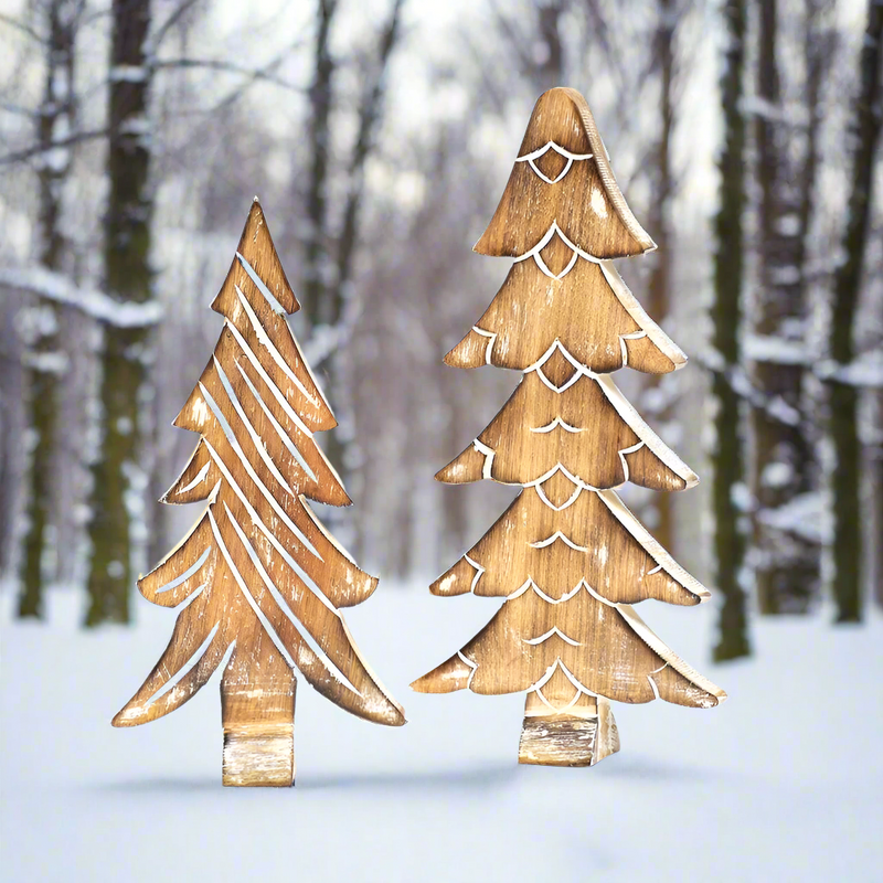 Wood Winter Trees crafted from Mango Wood (set of 2) FB2903  🌲