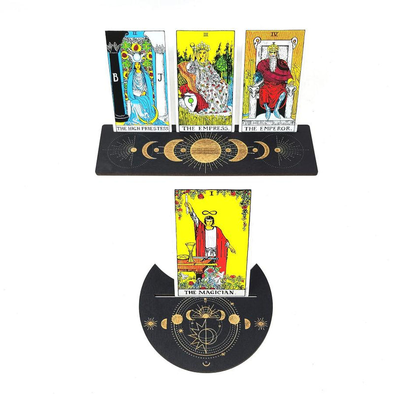 Wooden Tarot Card Holder, 2 piece Set, Moon Phase FB3474